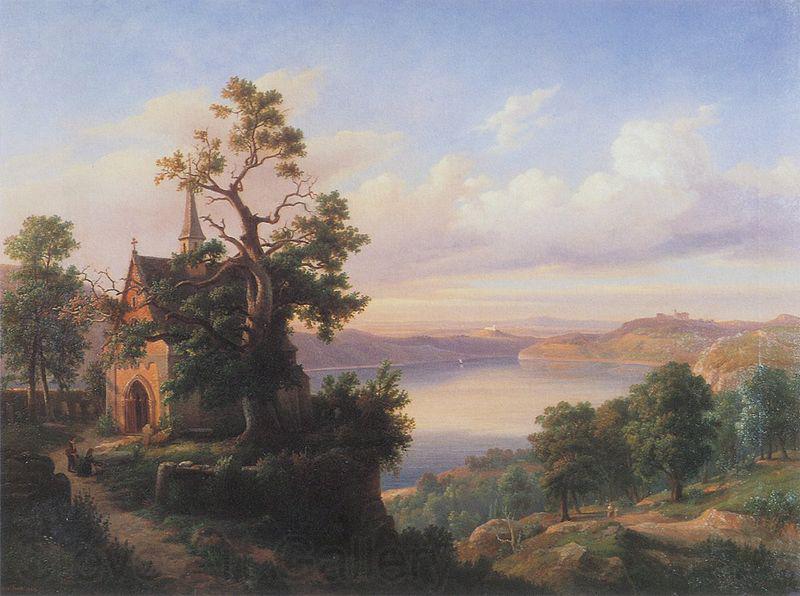 unknow artist Landscape with a lake and a gothic church. Germany oil painting art